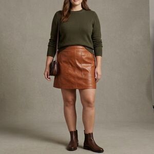 LOFT Faux Leather Mini Skirt in Saddle Brown Sz 14, #boho #preppy #chic